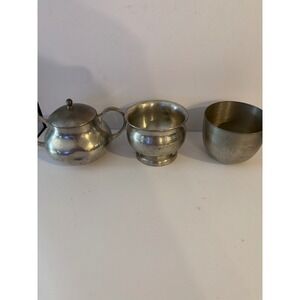 Vintage Pewter Set Stieff Jefferson Cup Kurz Tiel Holland Sugar Woodbury Bowl